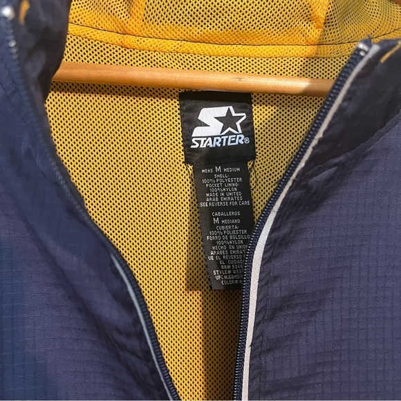 Vintage Starter Men’s 2/4 Zip Windbreaker Hoodie Jacket Blue M NWT - Picture 6 of 13
